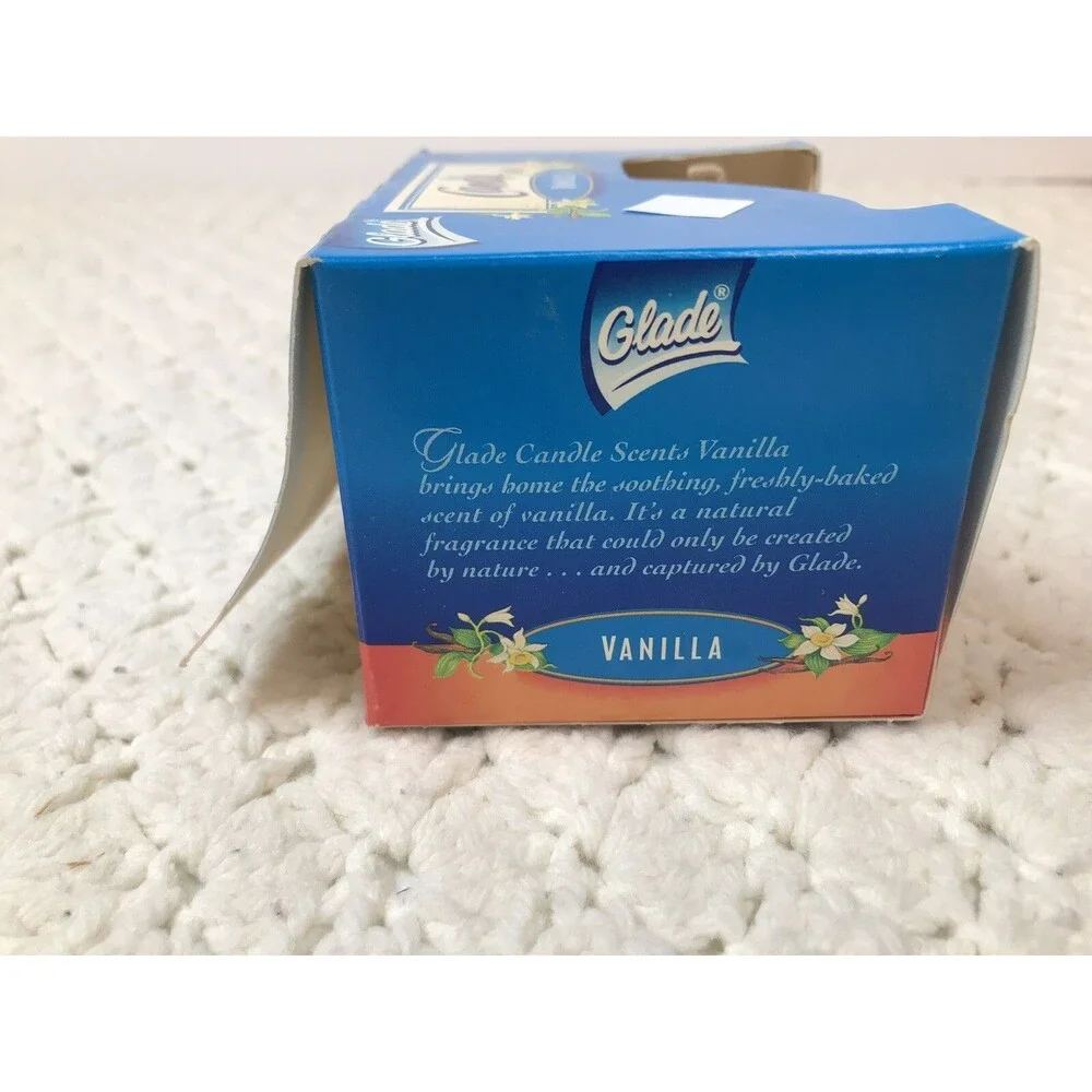Glade Candle Scents Original Vanilla Scent Kit 2 Votives 1 Glass Holder Jar NOS